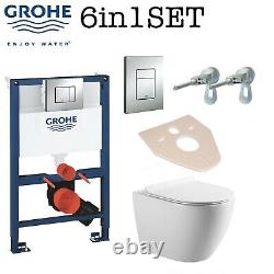 Grohe Rapid Sl Wc Frame 0.82 + Rimless Wall Hung Pan With Slim Soft Close Seat