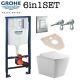Grohe Rapid Sl Wc Frame + Rimless Wall Hung Toilet Pan With Slim Soft Close Seat