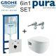 Grohe Rapid Wc Toilet Frame + Pura Bathrooms Ivo Wall Hung Toilet Pan With Seat