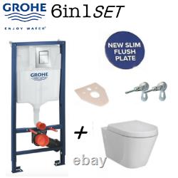 Grohe Sl Wc Frame+ Rak Ceramics Rimless Wall Hung Toilet Pan Soft Close Seat