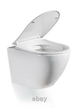 Grohe Wc Frame + Compact Rimless Wall Hung Toilet Pan With Slim Soft Close Seat