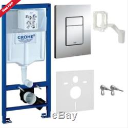 Grohe Wc Frame & Grohe Euro Ceramic Rimless Wall Hung Wc Toilet+soft Close Seat