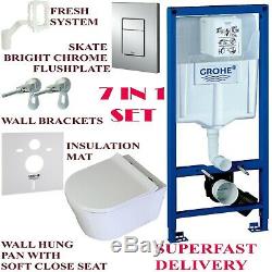 Grohe rapid 7in1 frame, wall hung toilet cistern skate plate & rimless pan wc