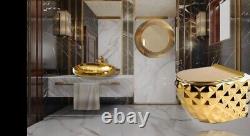 High-end Rimless Gold Wall Hung Toilet with Quality Soft Closing Seat