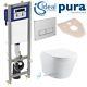Ideal Standard Frame + Pura Bathrooms Arco Rimless Wall Hung Toilet Pan 5in1 Set