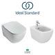 Ideal Standard Wall Hung Tesi Aquablade Wc Toilet W Soft Close Seat + Tesi Bidet