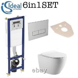 Ideal Standard Wc Frame + Rimless Wall Hung Toilet Pan With Slim Soft Close Seat
