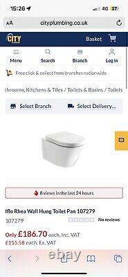 Iflo Rhea Wall Hung Toilet Pan 107279 RRP £186