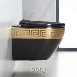 LUXURY 3D Wall Hung Mounted Rimless GOLD Toilet