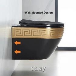 LUXURY 3D Wall Hung Mounted Rimless GOLD Toilet