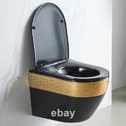 LUXURY 3D Wall Hung Mounted Rimless GOLD Toilet