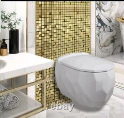 LUXURY 3D Wall Hung Mounted WHITE Toilet