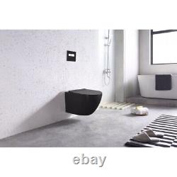 Luxury Rimless Wall Hung Toilet Pan Matt Black Slim Soft Close Seat
