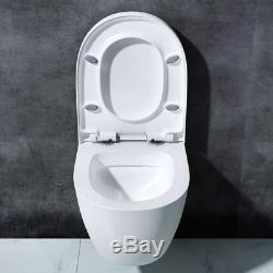 Luxury WC Wall Hung White Gloss Ceramic Close Seat Toilet Pan Durovin Bathrooms