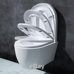 Luxury WC Wall Hung White Gloss Ceramic Close Seat Toilet Pan Durovin Bathrooms