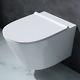 Luxury White Ceramic Wall Hung Round Toilet With D Shape Soft Close Seat