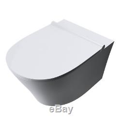 Luxury White Ceramic Wall Hung Round Toilet With D Shape Soft Close Seat