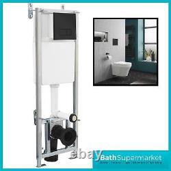 Matt Black Dual Flush Concealed WC Cistern with Wall Hung Frame