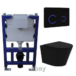 Matt Black Wall Hung Rimless Toilet with Soft Close Seat Bl BUN/BeBa 25861/88938