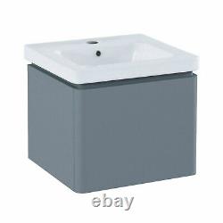 Matt Grey 500 Wall Hung Basin Sink Vanity Unit 1 Drawer Bathroom Cabinet
