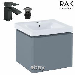 Matt Grey 500 Wall Hung Mounted Basin Sink Vanity Unit 1 Drawer Bathroom Cabinet