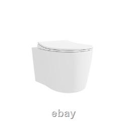 Matt White Wall Hung Rimless Toilet with Soft Close Seat Bl BUN/BeBa 25859/88943