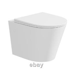 Matt White Wall Hung Rimless Toilet with Soft Close Seat Bl BUN/BeBa 25859/89019