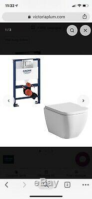 Mode Ellis Short Projection Wall Hung Toilet With Grohe Frame+Cosmopolitan Plate
