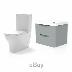 Modern 600 Light Grey Basin Sink Vanity Wall Hung Close Coupled Toilet Lyndon