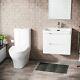 Modern 600 Mm White Basin Sink Vanity Wall Hung And Close Coupled Toilet Lyndon