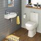 Modern Bathroom Cloakroom Set With Toilet & Wall Hung Basin Gloss White