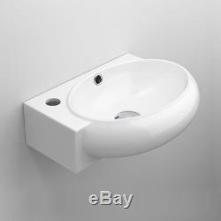 Modern Bathroom Cloakroom Set with Toilet & Wall Hung Basin Gloss White