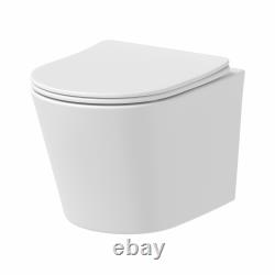 Modern Bathroom Wall Hung Rimless Toilet Pan Soft Close Seat White Grey Black