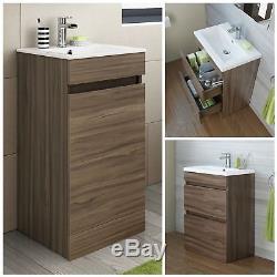 Modern Bathroom Walnut Storage Cabinet Ceramic Basin Vanity Unit Toilet Unit WC