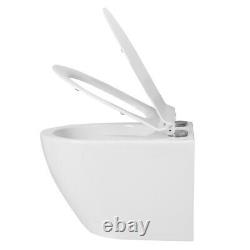 Modern Bathrooms Modern Wall Hung Rimless Toilet WC D Type With Slim Close Seat