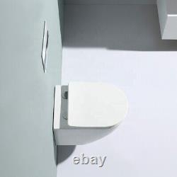 Modern Ceramic Round Rimless Wall Hung Back To Wall Toilet Pan & Soft Close Seat