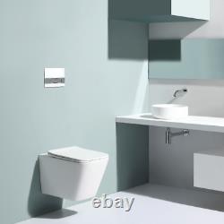 Modern Ceramic Square Rimless Wall Hung Back To Wall Toilet Pan Soft Close Seat