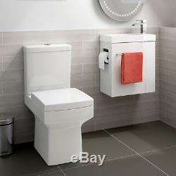 Modern Cloakroom Freestanding & Wall Hung Vanity Basin Sink Unit & Toilet White