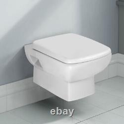Modern Compact Gloss White Wall Hung Ceramic Toilet with Soft Close Seat