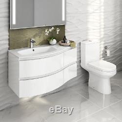 Modern Curved Bathroom Furniture Vanity Unit Wall Hung Close Coupled Toilet