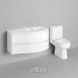 Modern Curved Bathroom Furniture Vanity Unit Wall Hung Close Coupled Toilet
