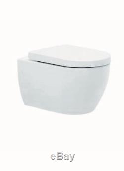 Modern D Shape Wall Hung Mounted Toilet WC Pan Soft Close Seat 525mm Projection