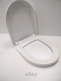 Modern D Shape Wall Hung Mounted Toilet WC Pan Soft Close Seat 525mm Projection