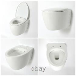Modern Designer White Ceramic Wall Hung Rimless Toilet with Soft Close Seat