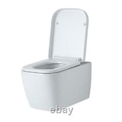 Modern Designer White Ceramic Wall Hung Square Toilet with Soft Close Seat