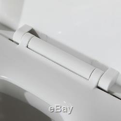 Modern Gloss White Ceramic Wall Hung Toilet Soft Close Seat Bathroom Cloakroom