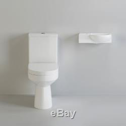 Modern Gloss White Close Coupled Toilet & Small Wall Hung Sink Wash Basin Set