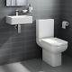 Modern Gloss White Close Coupled Toilet Wall Hung Sink Basin Short Projection