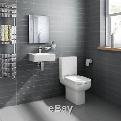 Modern Gloss White Close Coupled Toilet Wall Hung Sink Basin Short Projection