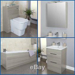 Modern Grey Basin Sink Bathroom Vanity Unit Furniture Storage Cabinet Mirror